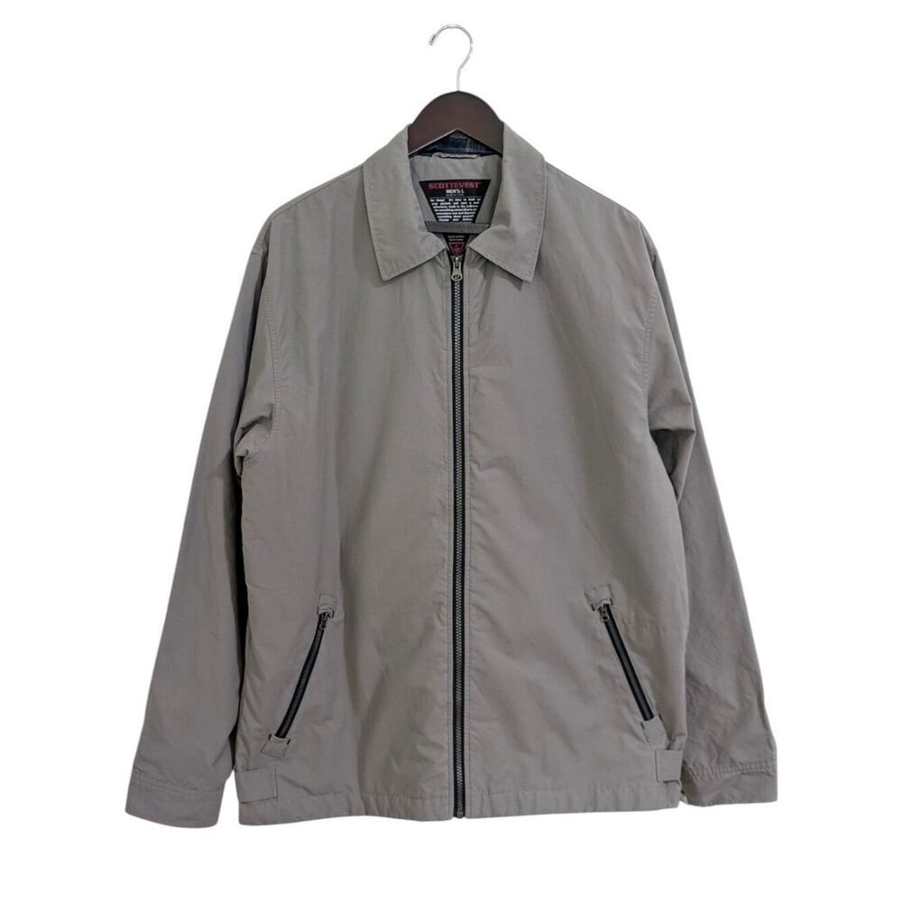 SCOTTEVEST Men's Grey TEC Travel Jacket Size L Multi-Pocket Utility Techwear